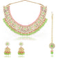 Pink and Mint Green Beads Kundan Neckalce Set