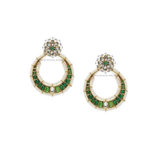 elegant green chandbali earrings