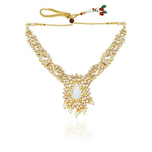 Gold Plated Long Necklace with white pearls