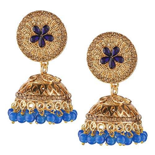 Rose Gold Plated earrings with blue beads