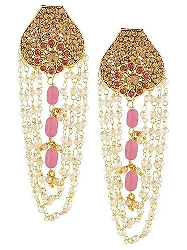 Drop Jhalar Pink Earrings