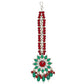 high plated earring tika with maroon green stones