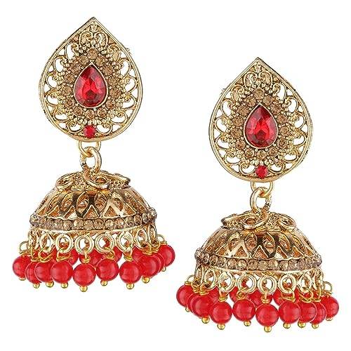 Gold Plated Traditional Red jhumki
