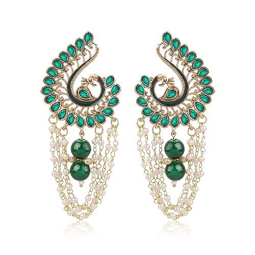 Drop Earring with Classy Peacock Design with Refined Mina