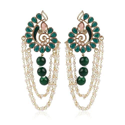 Drop Earring with Green Beads