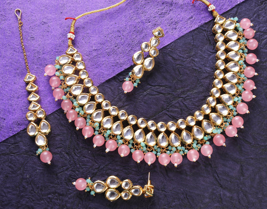 Classic Pink Dabbi Kundan Necklace