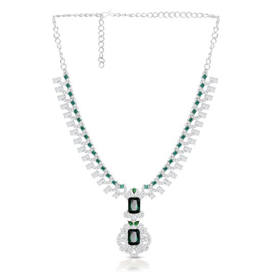 Nita Ambani Style Rich Necklace with Green Emerald Stone