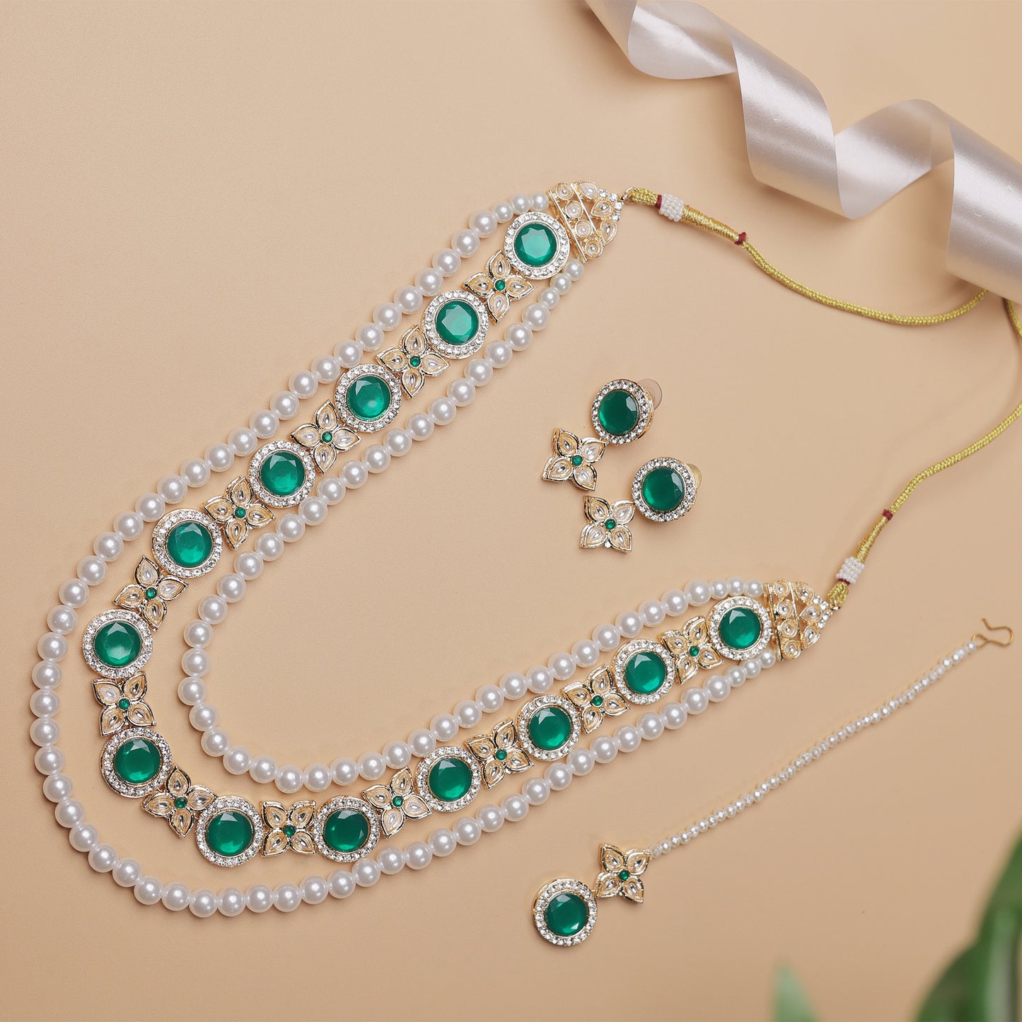 Green Long Necklace Premium