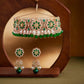 Green choker set with jhumkis handcrafted with fancy beads