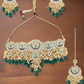 Green Meenakari Bridal Choker Necklace Earring & Maangtikka Set For Women
