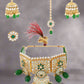 Green Bridal rajwadi concept kundan set with glass fittings