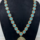 Turquoise Blue Dazzling Stones Sleek Necklace Earring & Ring Set For Women Light Firozi long