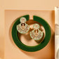 Gold Plated Earring with Green Bandhai Work