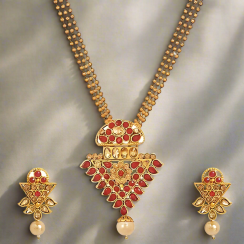 Gold Plated Ruby Traditional Chain Pendant