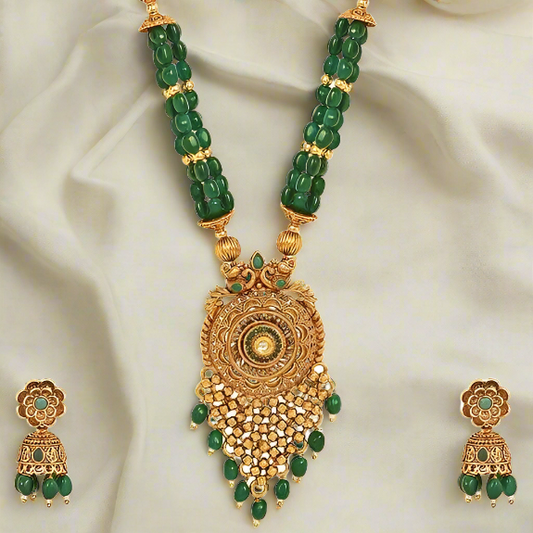 Gold Plated Long Traditional Jewellery Set