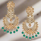 Gold Plated LCT Earring with Green moti fitting