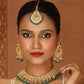 Gold Plated Necklace with Small Jhumkis and Green Beads