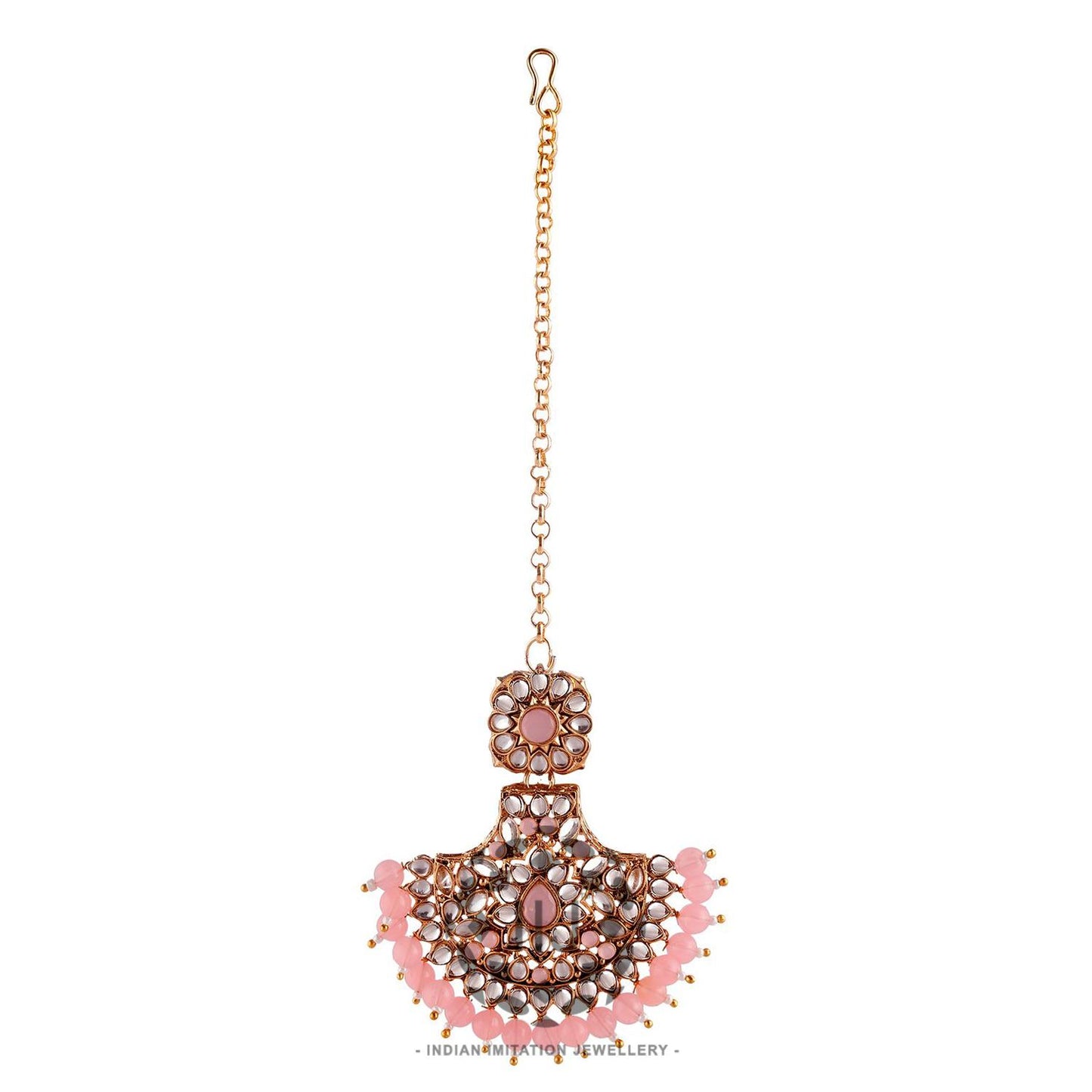 Perfectly crafted pink necklace set with latest monalisa kundans