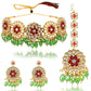 Ruby Gem stones along with kundan and rainbow green fittings