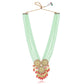 Long Layered Necklace Set in Mint Green and Gajari Colour with Boutique Pendant