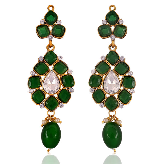 Gold plated Rajasthani Hasli Green Necklace Set