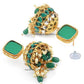 Uncut Green colour kadi fittings Choker set with ring