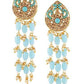 Studs Earrings with Classic Brass Chain and firozi beads