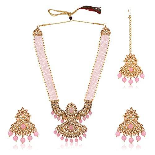Gold Plated Long Pink Necklace