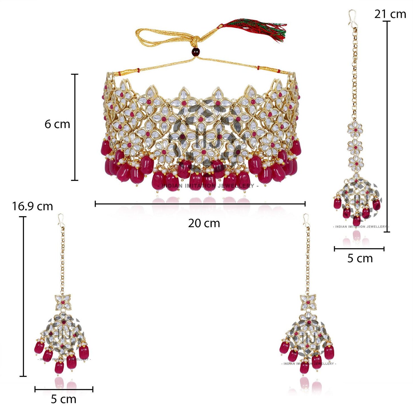 Elegant Ruby Choker Set with Exclusive Dumbles
