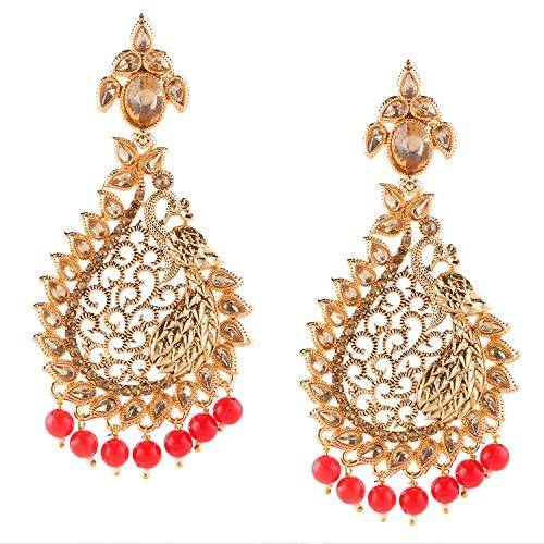 Gold Plated Earrings with Red beads