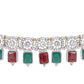 Silver Plated Necklace studded with Maroon Green stones