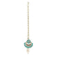 refined gold plated necklace with firozi and pink stoned