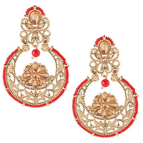 Gold Plated erraings with Red bandhai work