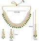 Gold Plated Kundan Necklace with Drop Earrings and Tikka