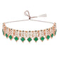 Rose Gold Plated Necklace with Green Stones