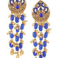 Studs Earrings with Classic Brass Chain and Blue beads