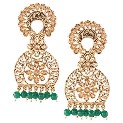 Gold Plated Earrings with Green beads