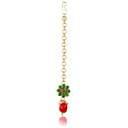 patwa necklace with ruby green set and unique minakari earrings