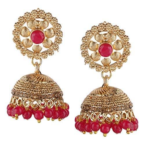 Rose Gold Plated earrings with Red beads