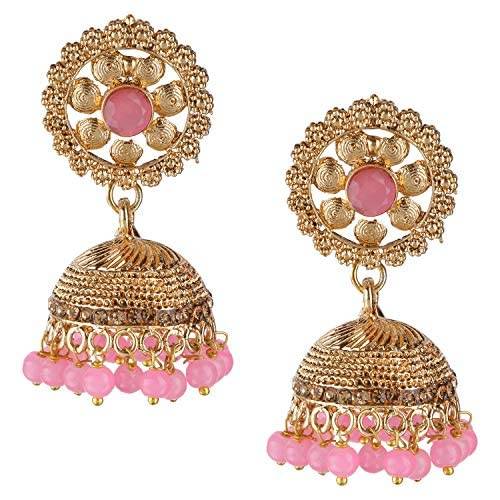 Rose Gold Plated earrings with Pink beads