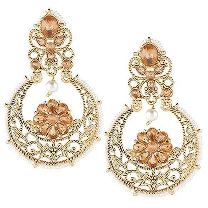 Gold Plated Earring with White Bandhai Work