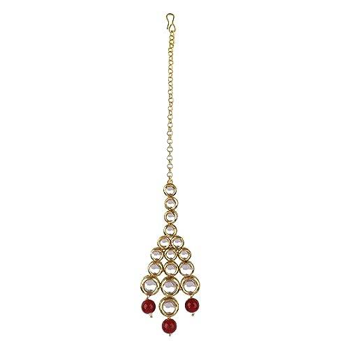 Long Layered Dabbi Kundan Necklace with Maroon Beads