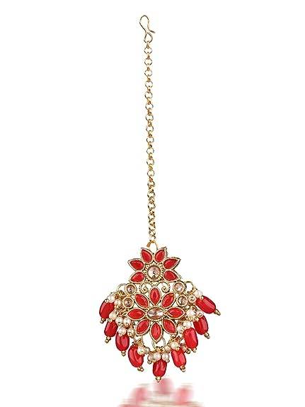 rrich red earring with white beads