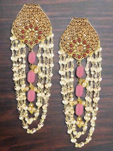 Drop Jhalar Pink Earrings