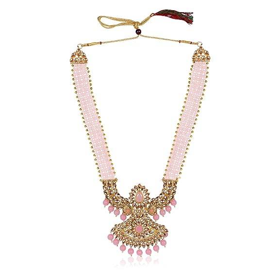 Gold Plated Long Pink Necklace