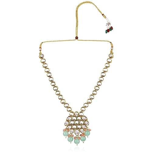 Long Dabbi Kundan Necklace with Firozi Beads