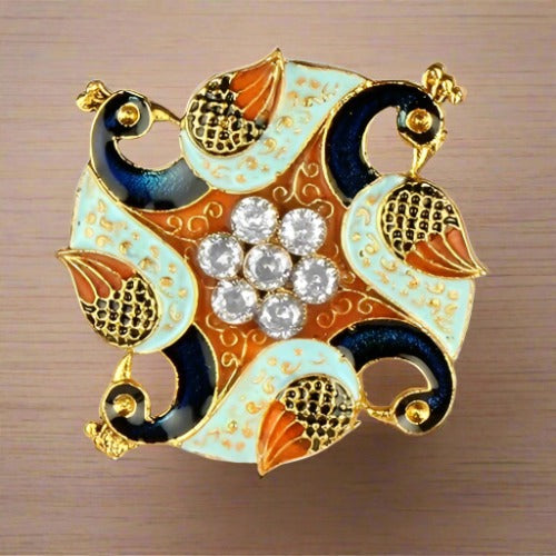 minakari ring with American diamond pasted