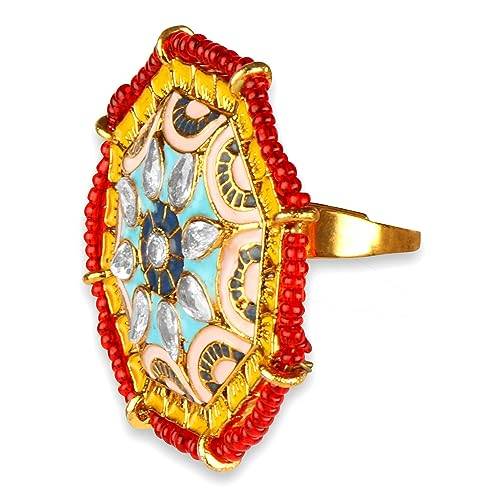 muti colour unique ring with minakari work