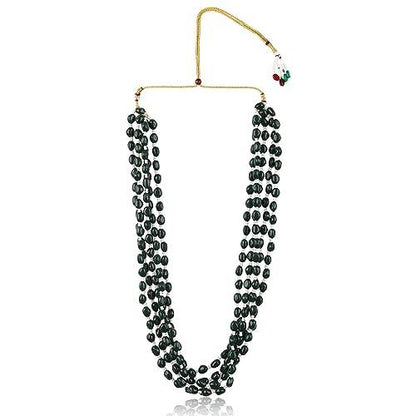 Long Layered Green Necklace with Drop Earrings
