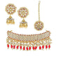 Gold Plated Choker Set with Red beads